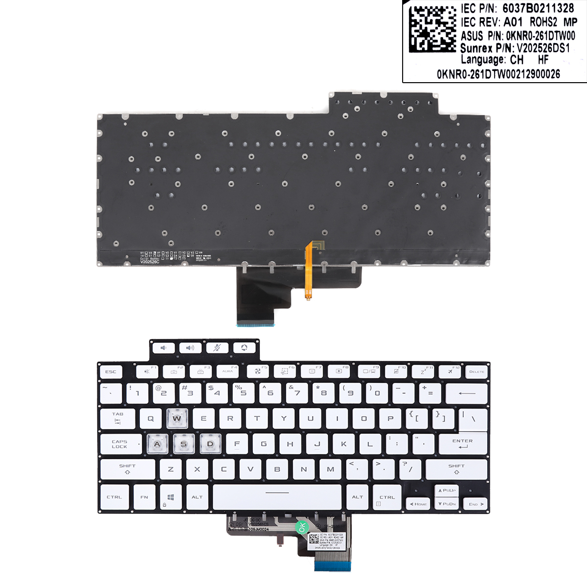 Picture of New Replacement Laptop Keyboard For ASUS TUF Air FX516 FX516P FX516PR FX516PM FA516 WHITE(backlit WIN8) US Layout
